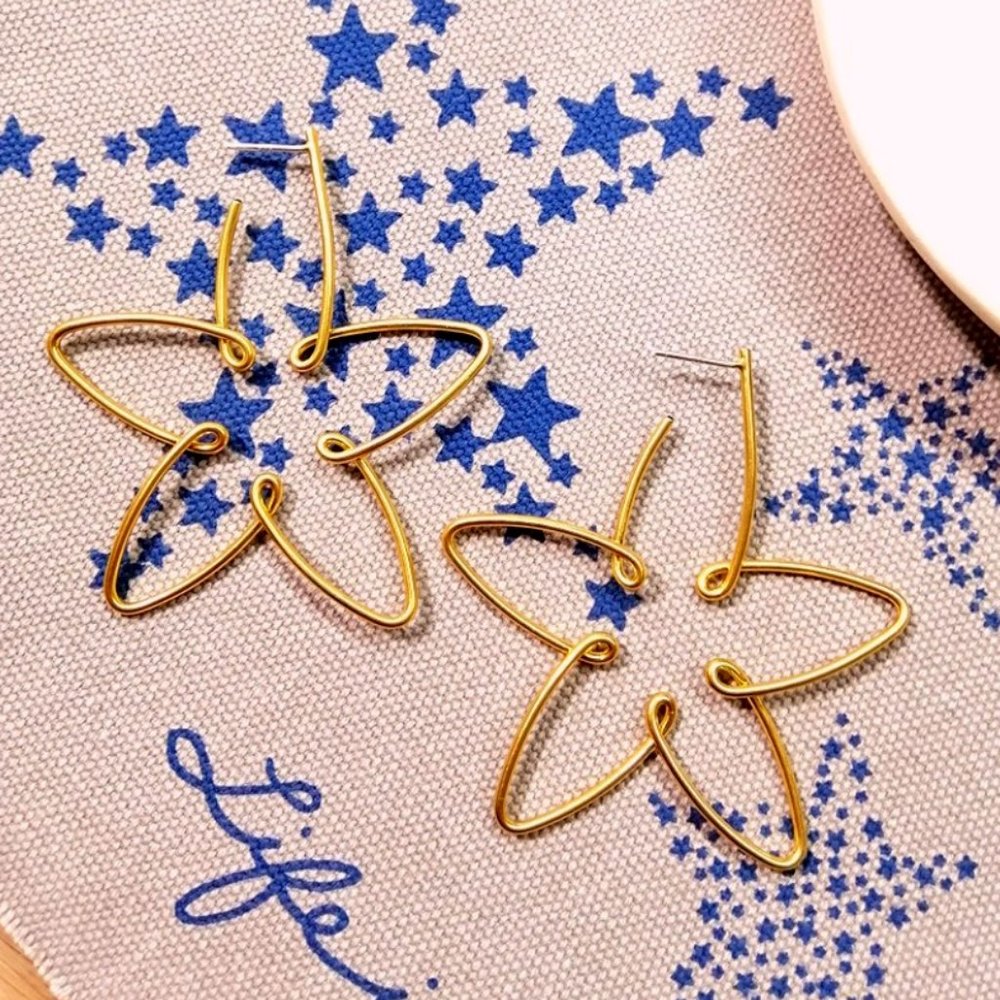Star Earrings 18K Gold paved Brass Sterling Silver
